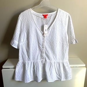 NWT Eyelet peplum blouse